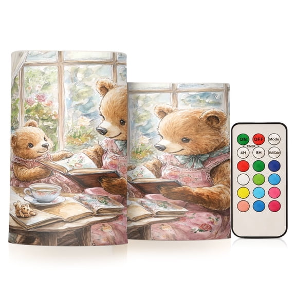 BZSMCE Flameless Candles LED Lights Mama Bear Storytelling Painting Creativity Battery Candles