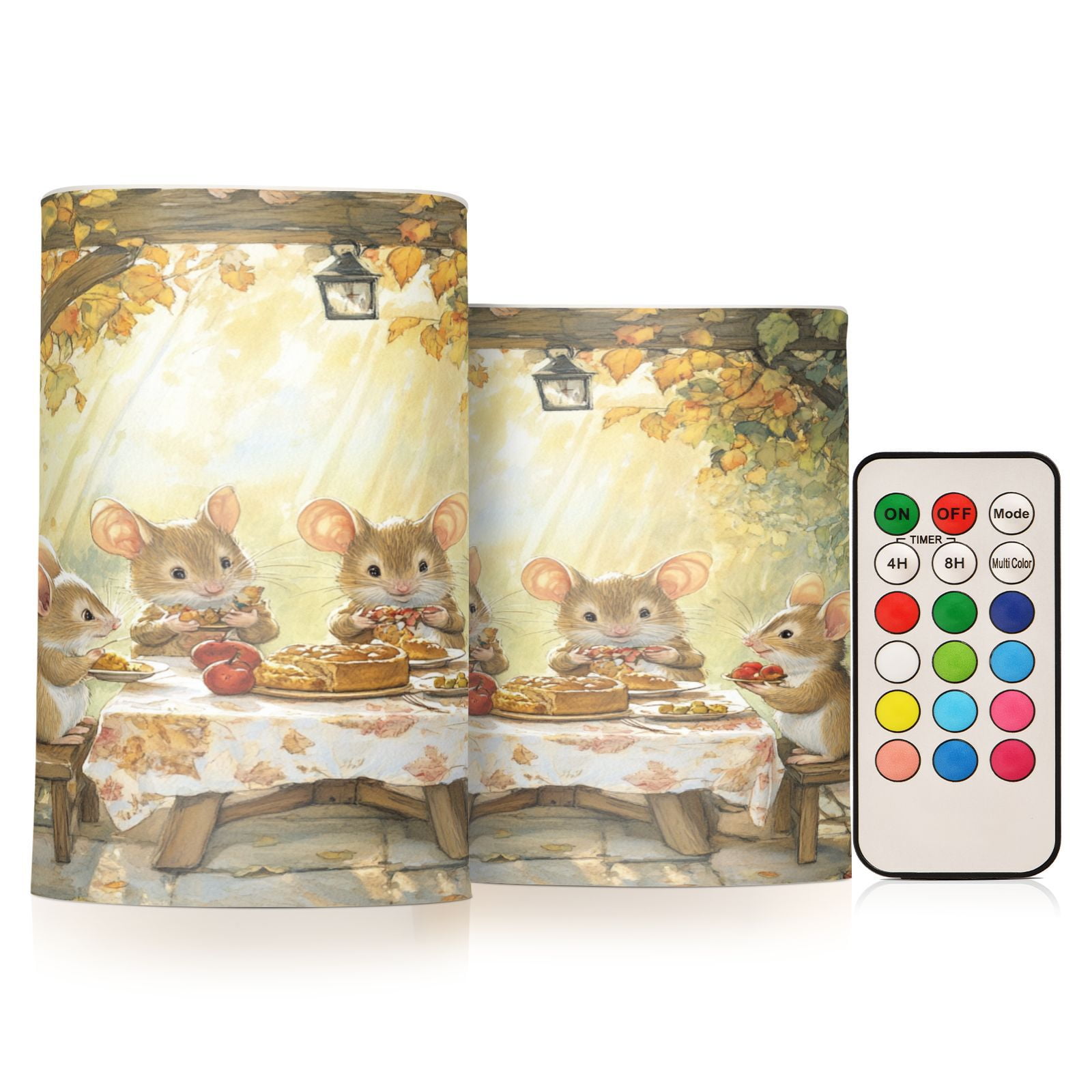 BZSMCE Flameless Candles LED Lights Mices Eating Cake Creativity