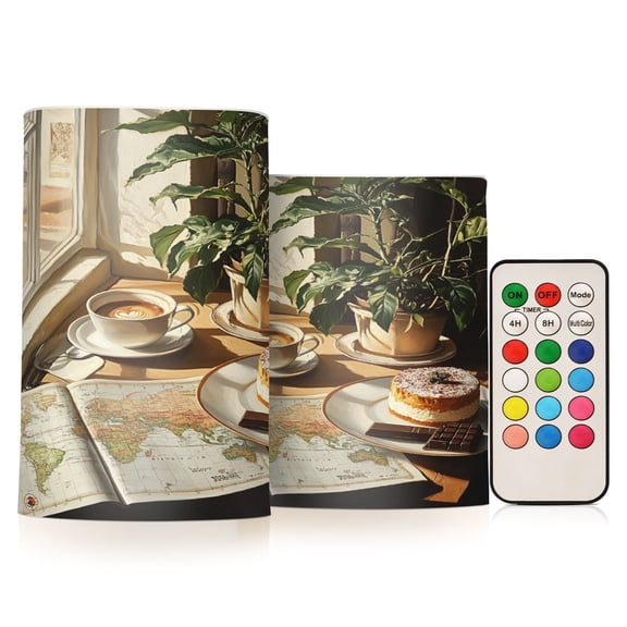 BZSMCE Flameless Candles LED Lights Moring Suny Cake and Coffe Creativity Battery Candles