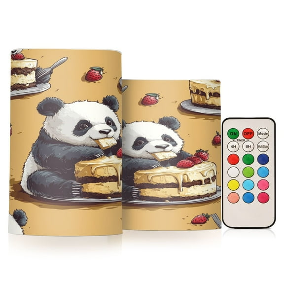 BZSMCE Flameless Candles LED Lights Panda Eat Cake Creativity Battery Candles
