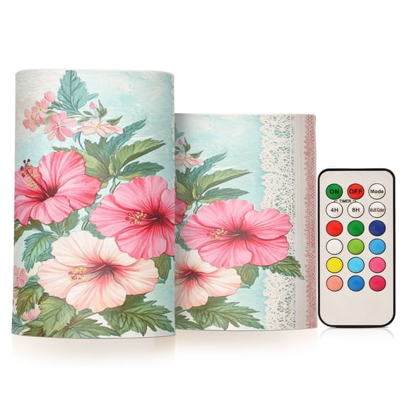 BZSMCE Flameless Candles LED Lights Pink Hibiscus Delight Creativity Battery Candles