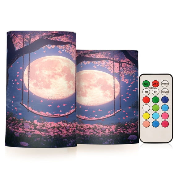 BZSMCE Flameless Candles LED Lights Pink Moon Creativity Battery Candles