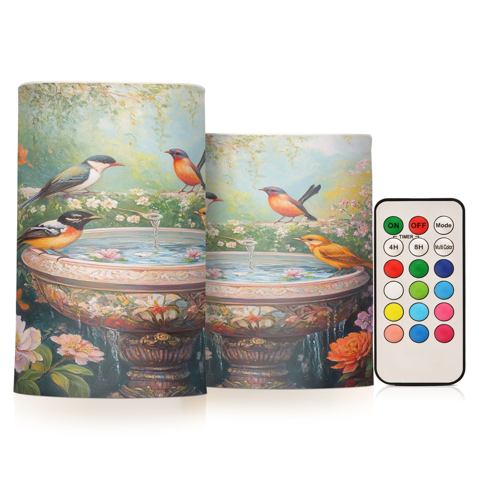 BZSMCE Flameless Candles LED Lights Plainting Of Colorful Birds Creativity Battery Candles