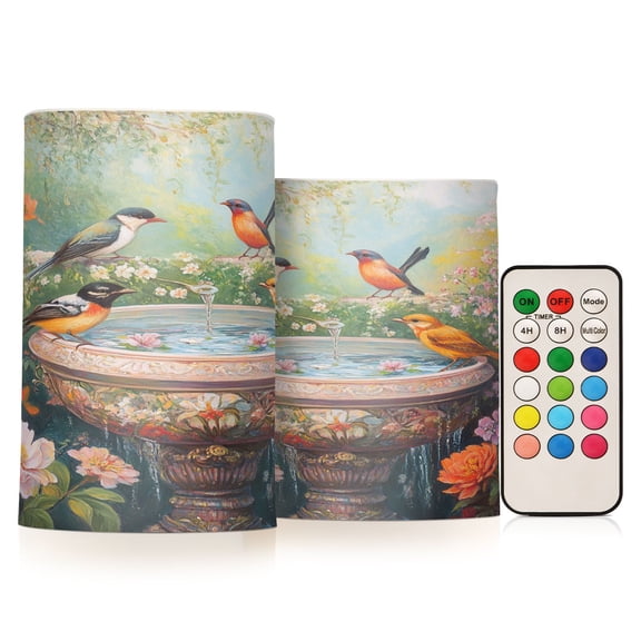 BZSMCE Flameless Candles LED Lights Plainting Of Colorful Birds Creativity Battery Candles