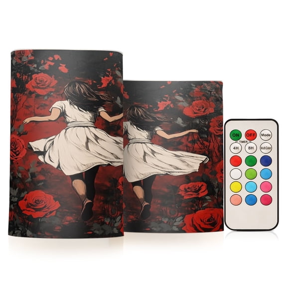 BZSMCE Flameless Candles LED Lights Run for Roses Pattern Creativity Battery Candles