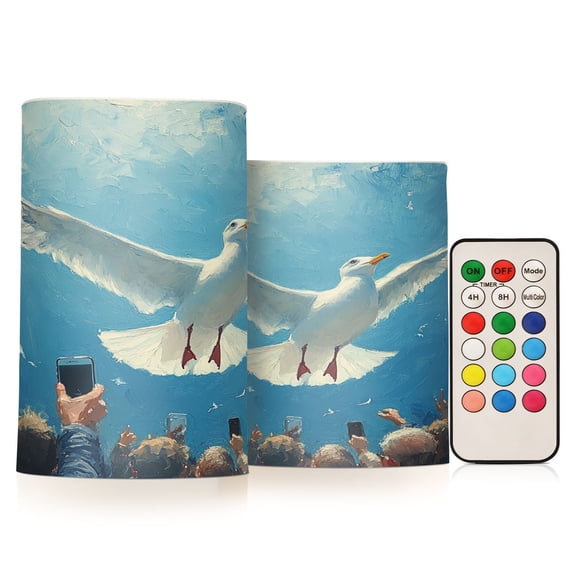 BZSMCE Flameless Candles LED Lights Seagull Flying Painting Creativity Battery Candles