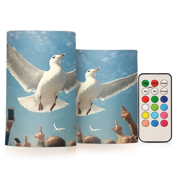 BZSMCE Flameless Candles LED Lights Seagull Flying on Sky Pattern Creativity Battery Candles