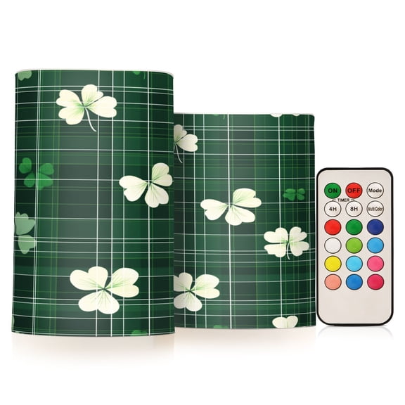 BZSMCE Flameless Candles LED Lights Shamrock Tartan Creativity Battery Candles