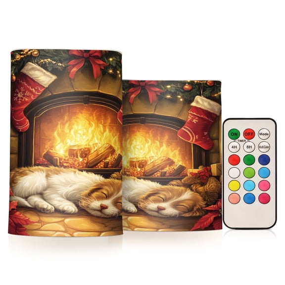 BZSMCE Flameless Candles LED Lights Sleeping Puppy by Fireplace Creativity Battery Candles