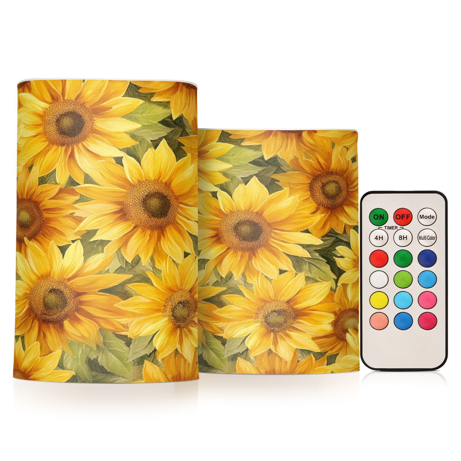 BZSMCE Flameless Candles LED Lights Sunflower Printed Creativity Battery Candles