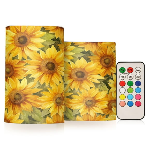 BZSMCE Flameless Candles LED Lights Sunflower Printed Creativity Battery Candles