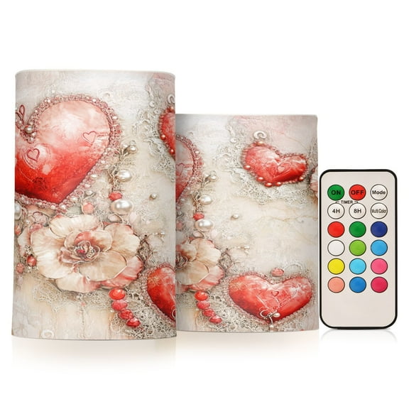 BZSMCE Flameless Candles LED Lights Valentines Day Printing Creativity Battery Candles