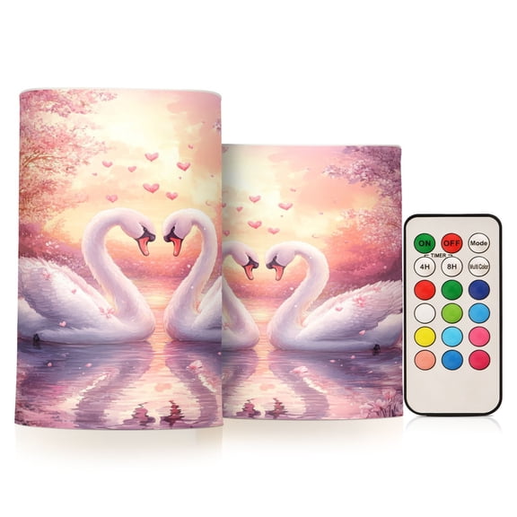BZSMCE Flameless Candles LED Lights White Swans Creativity Battery Candles