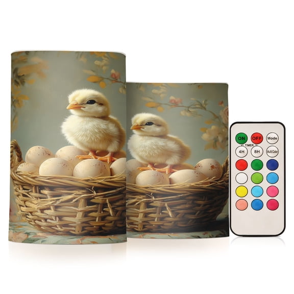 BZSMCE Flameless Candles LED Lights Yellow Feather Chicken Baby Painting Creativity Battery Candles