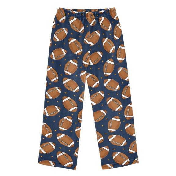 BZSMCE Flannel Pajama Pants American Football Pattern Print Loose Sleep Pants Soft Double Fleece Warm Loungewear with Elastic Waist & Side Pockets S-XL