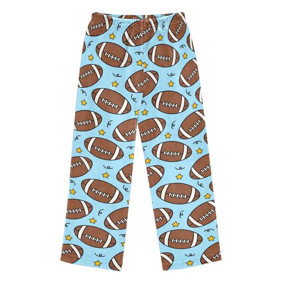 BZSMCE Flannel Pajama Pants Cartoon Football Print Loose Sleep Pants Soft Double Fleece Warm Loungewear with Elastic Waist & Side Pockets S-XL