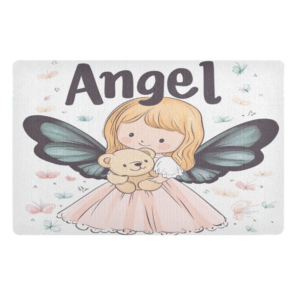 BZSMCE Floor Mats 32x20in Angel Holding Bear Drawing Creativity Doormats