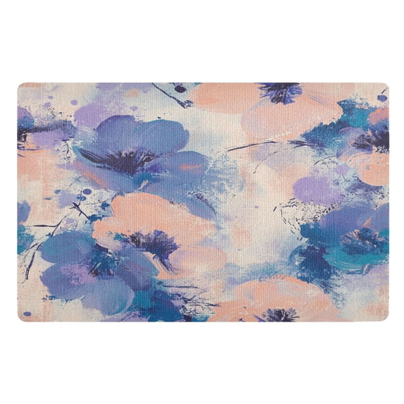 BZSMCE Floor Mats 32x20in Blue Flowers Paintting Creativity Doormats