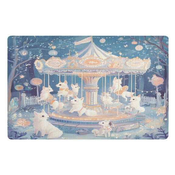 BZSMCE Floor Mats 32x20in Cartoon White Fox Creativity Doormats