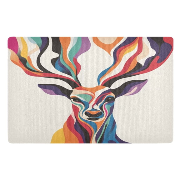 BZSMCE Floor Mats 32x20in Colorfull Deer Painting Creativity Doormats