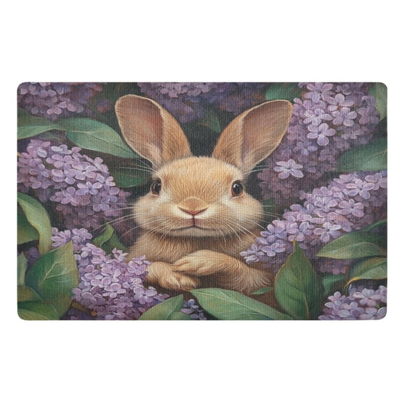 BZSMCE Floor Mats 32x20in Cute Rabbit Hide in The Foral Creativity Doormats