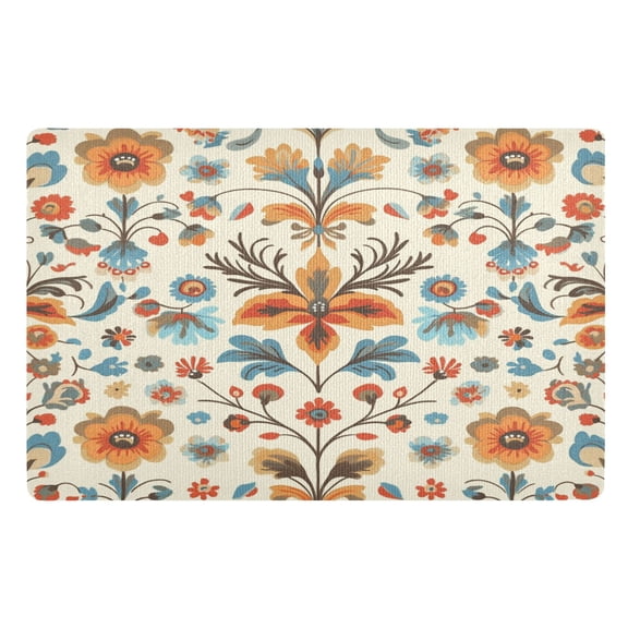 BZSMCE Floor Mats 32x20in Design Orange Flowers Art Print Creativity Doormats