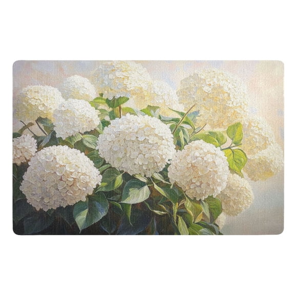 BZSMCE Floor Mats 32x20in Design White Hydrangea Bush Painting Creativity Doormats