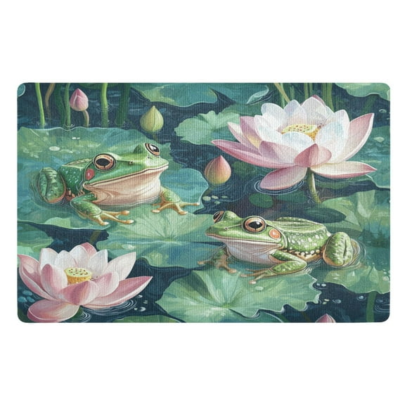 BZSMCE Floor Mats 32x20in Frogs Sitting on Lotu Creativity Doormats
