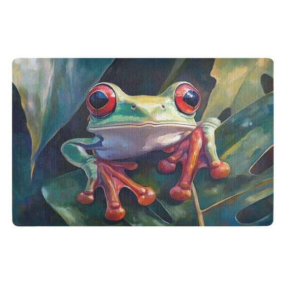 BZSMCE Floor Mats 32x20in Green Frog Plainting Creativity Doormats