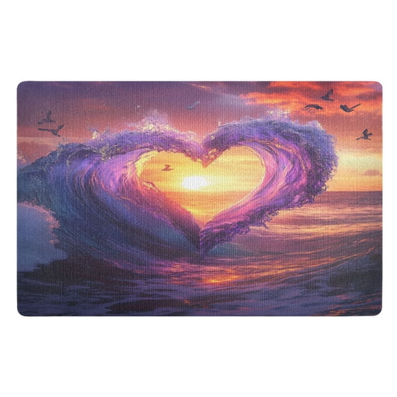 BZSMCE Floor Mats 32x20in Heart-shaped Wave Drawing Creativity Doormats