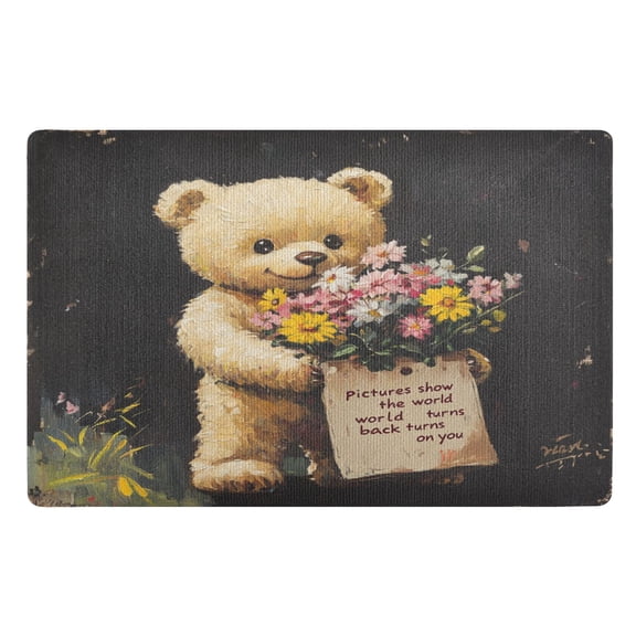 BZSMCE Floor Mats 32x20in Oil Plainting Cute Bear Creativity Doormats