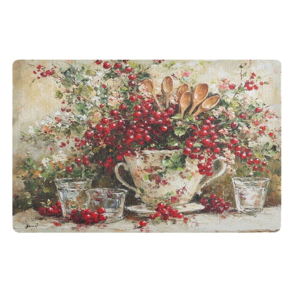 BZSMCE Floor Mats 32x20in Red Cherry Pattern Creativity Doormats