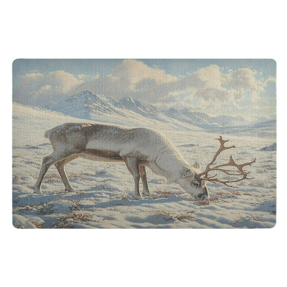BZSMCE Floor Mats 32x20in Reindeer Grazing in The Snow-covered Creativity Doormats