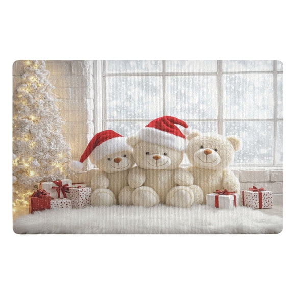 BZSMCE Floor Mats 32x20in Santa Bear Creativity Doormats