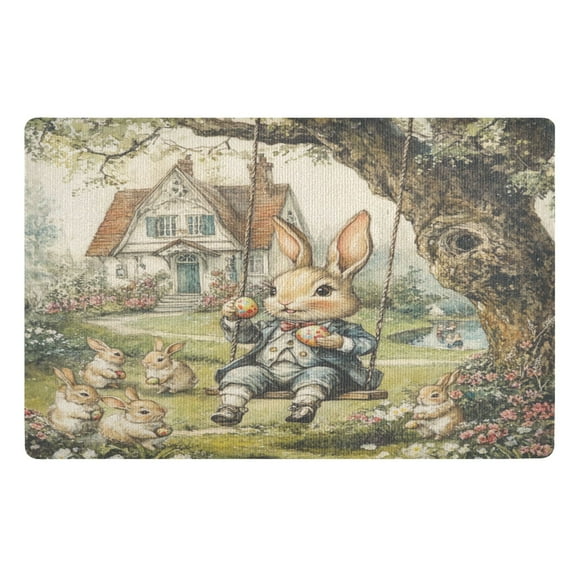 BZSMCE Floor Mats 32x20in Whimsical Rabbits Creativity Doormats
