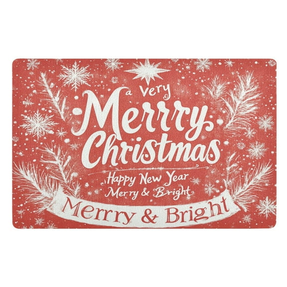 BZSMCE Floor Mats 32x20in White Christmas Leaf and Snowflake Patterned Creativity Doormats