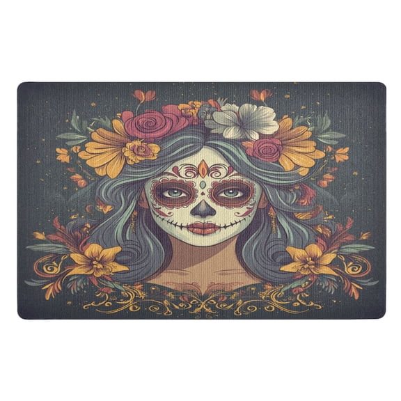 BZSMCE Floor Mats 32x20in White Face Women Blue Hair Creativity Doormats