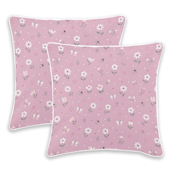 BZSMCE Floral Ladybug Pattern Throw Pillow Covers Set of 2 Decorative Pillow Cases Covers for Sofa Bed Living Room