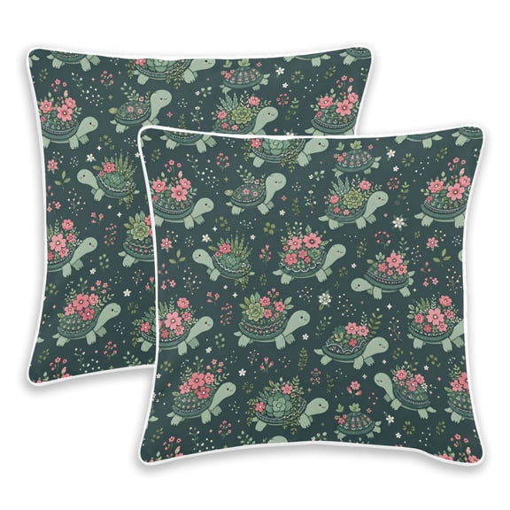 BZSMCE Flower Turtle Pattern Throw Pillow Covers Set of 2 Decorative Pillow Cases Covers for Sofa Bed Living Room