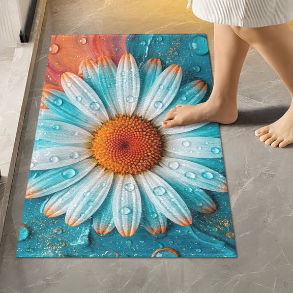 BZSMCE Flower Water Droplets A Pattern 2-Piece Non-Slip Absorbent Bathroom Rug Set, Soft Bath Mat & Toilet Rug