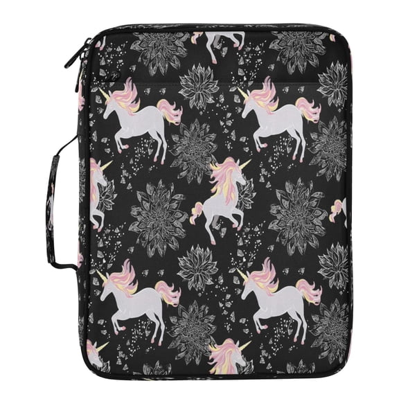 BZSMCE Flower White Unicorn Pattern Pattern Water-Resistant Filing Folder Binder Organizer Keeper 1.2 Inch 3-Ring 7-Pocket Expanding File
