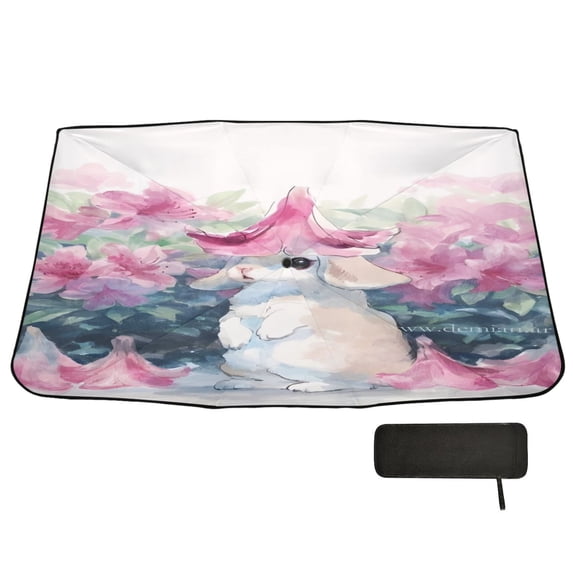 BZSMCE Foldable Car Windshield Sunshade Umbrella-Bloom Bunny Nook Pattern