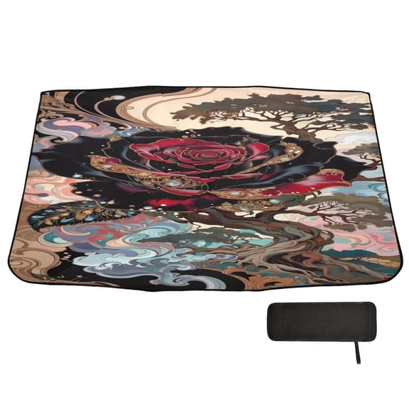 BZSMCE Foldable Car Windshield Sunshade Umbrella-Noir Rose Vortex Pattern