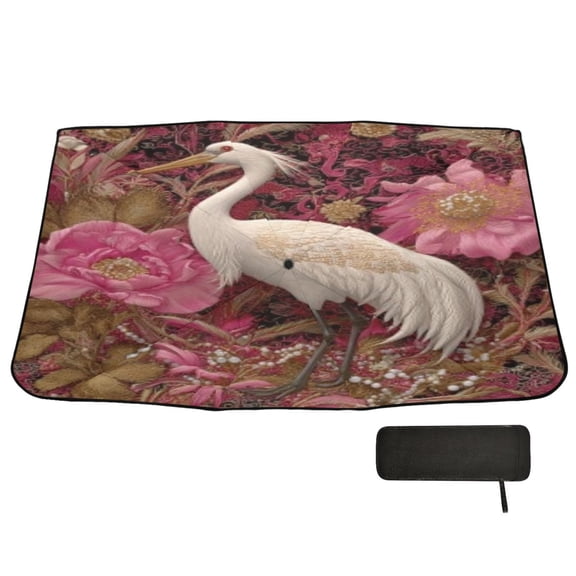 BZSMCE Foldable Car Windshield Sunshade Umbrella-Vibrant Bloom Crane Pattern