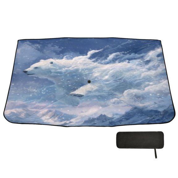 BZSMCE Foldable Car Windshield Sunshade Umbrella-Wave Polar Bear Pattern