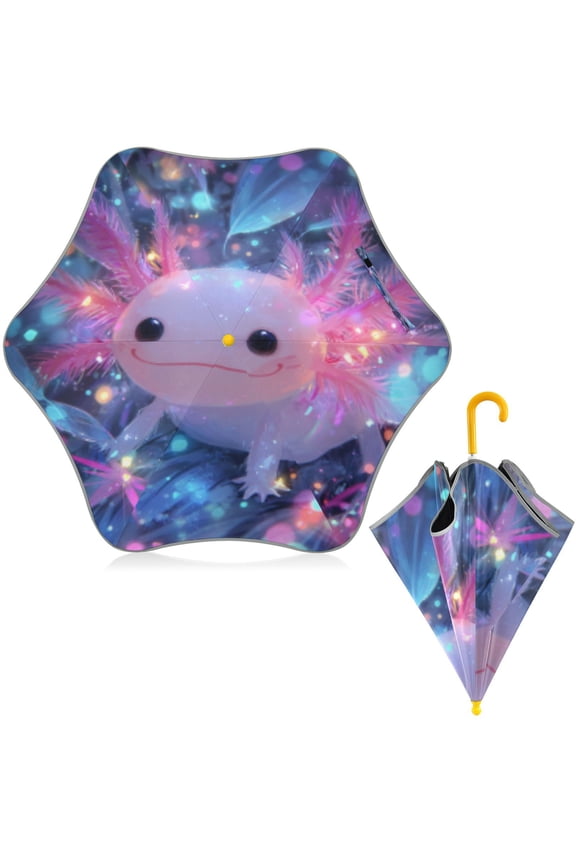 BZSMCE Folding Umbrellas Rain & UV Protection Windproof In Axolotl in Sparkle Pattern