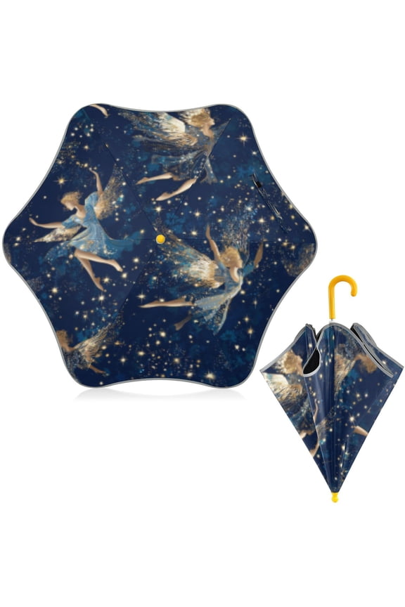 BZSMCE Folding Umbrellas Rain & UV Protection Windproof In Celestial Fairy Whirl Pattern