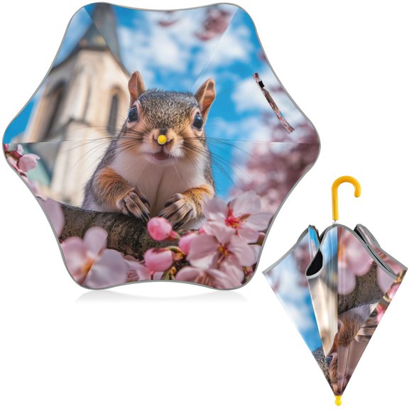 BZSMCE Folding Umbrellas Rain & UV Protection Windproof In Charming Cherry Framer Pattern
