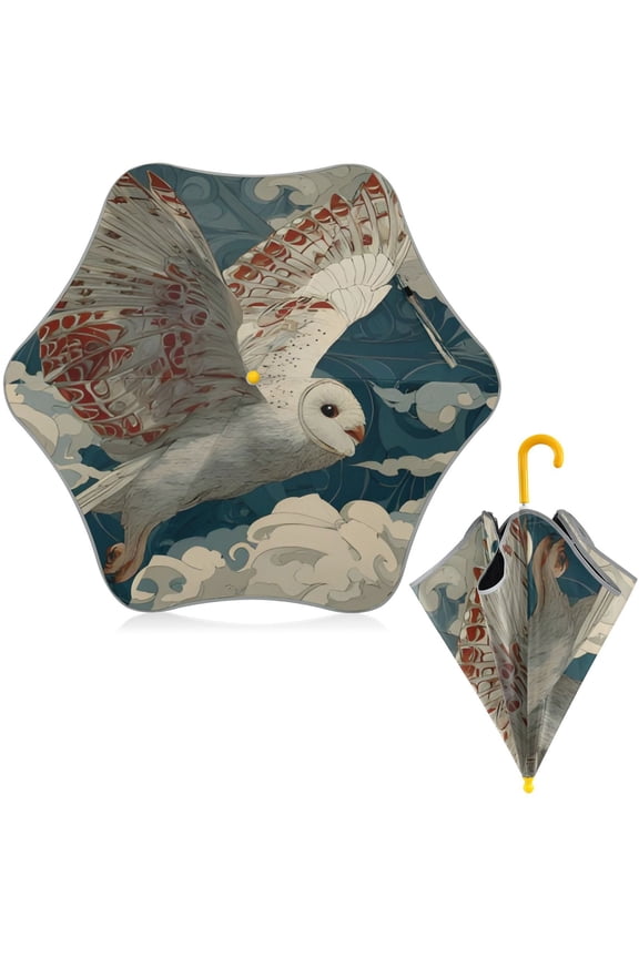 BZSMCE Folding Umbrellas Rain & UV Protection Windproof In Cloud-wing Owl Pattern