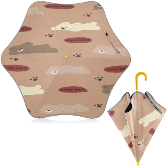 BZSMCE Folding Umbrellas Rain & UV Protection Windproof In Cozy Bone Tones Pattern